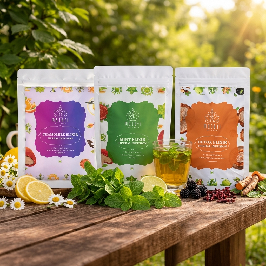 Majafi Herbal Elixir Combo Pack (Tea Bags) - Detox, Mint & Chamomile Herbal Elixirs